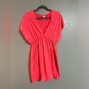 Women’s Xhilaration Neon Coral Pink Swimsuit Coverup Dress size large